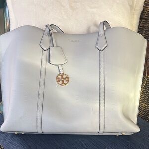 Tory Burch Perry Triple Compartment Leather Tote - Feather Gray